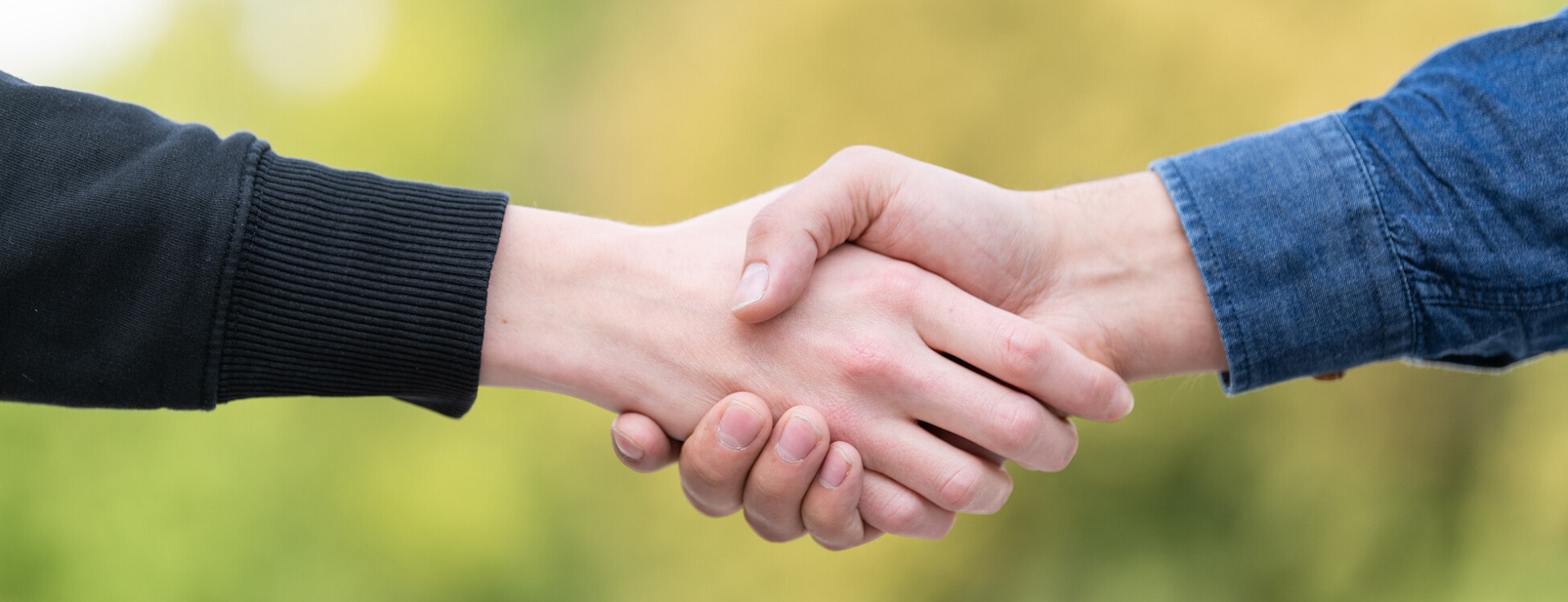 zwei Menschen geben sich die Hand